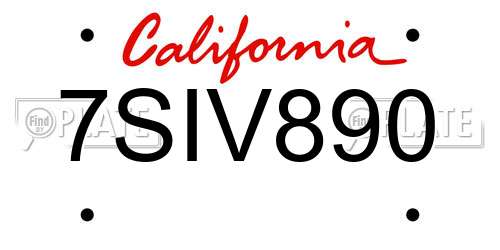 7SIV890 California License Plate