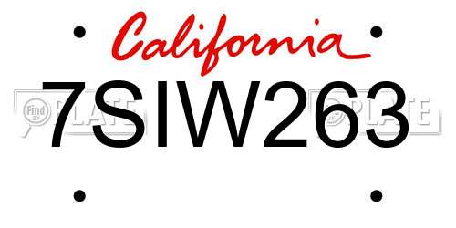 7SIW263 California License Plate