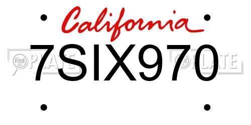 7SIX970 California License Plate