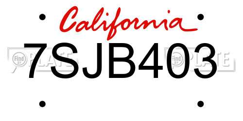 7SJB403 California License Plate