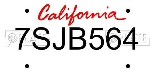 7SJB564 California License Plate