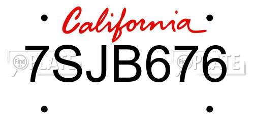 7SJB676 California License Plate