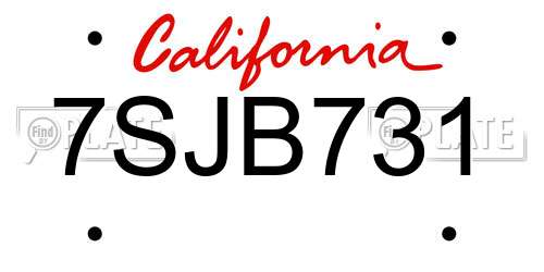 7SJB731 California License Plate