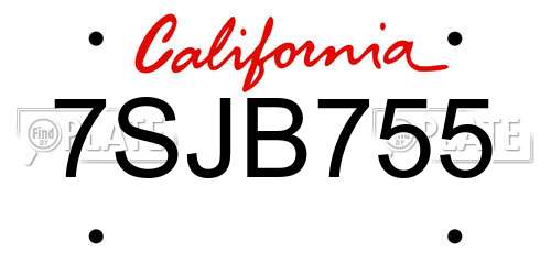 7SJB755 California License Plate
