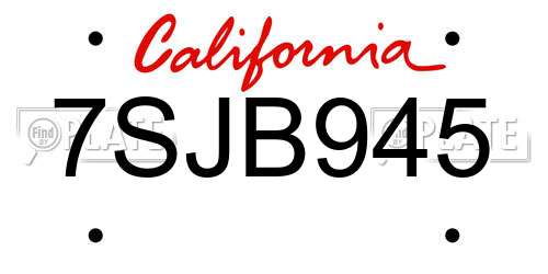 7SJB945 California License Plate