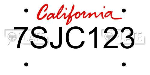 7SJC123 California License Plate