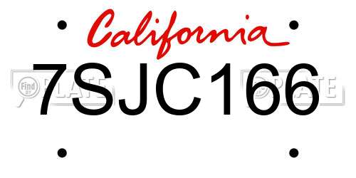7SJC166 California License Plate