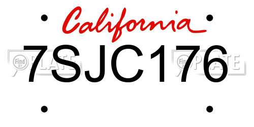7SJC176 California License Plate