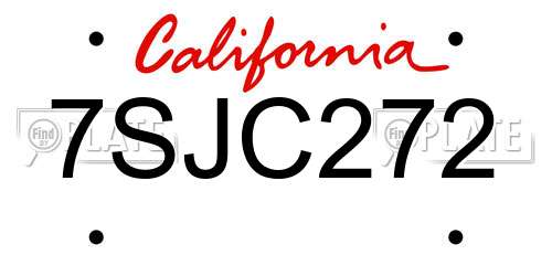 7SJC272 California License Plate