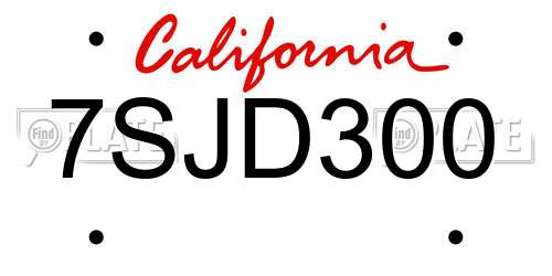 7SJD300 California License Plate