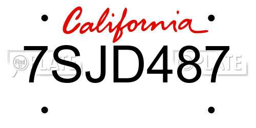 7SJD487 California License Plate