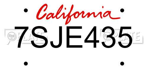 7SJE435 California License Plate