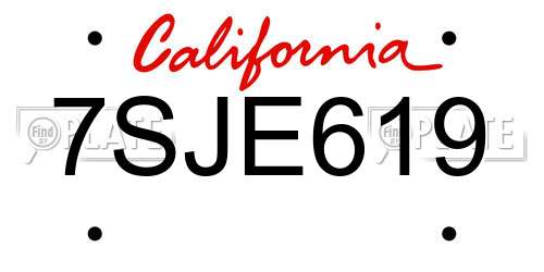 7SJE619 California License Plate