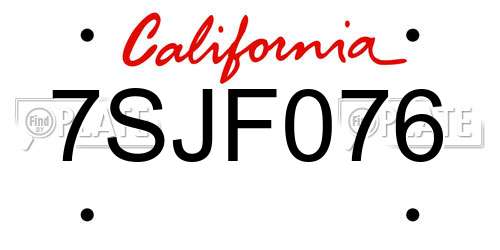 7SJF076 California License Plate