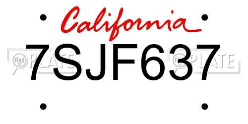 7SJF637 California License Plate