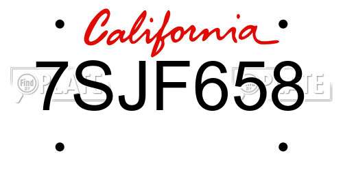 7SJF658 California License Plate