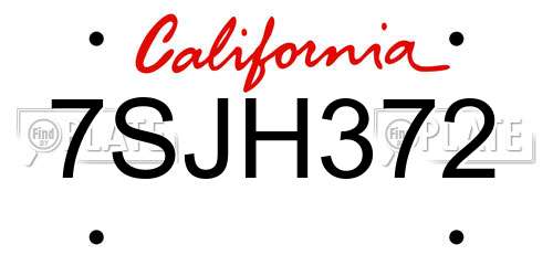 7SJH372 California License Plate