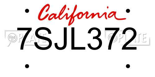 7SJL372 California License Plate