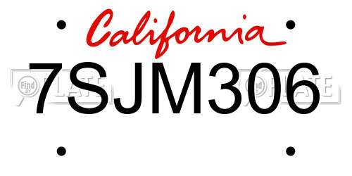7SJM306 California License Plate