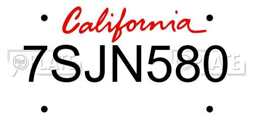 7SJN580 California License Plate