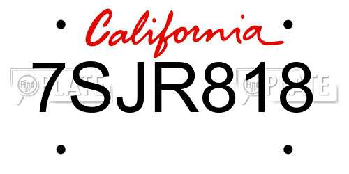 7SJR818 California License Plate