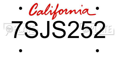 7SJS252 California License Plate