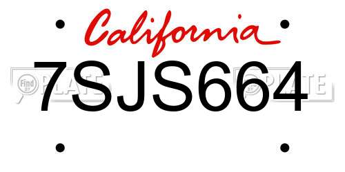 7SJS664 California License Plate
