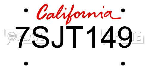 7SJT149 California License Plate