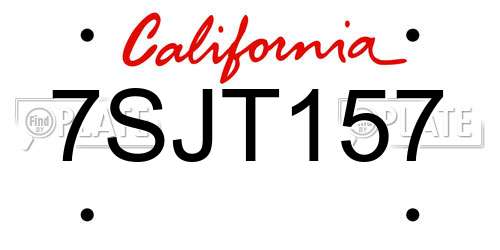 7SJT157 California License Plate