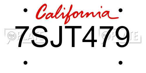 7SJT479 California License Plate