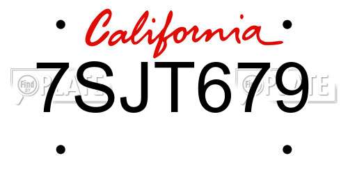 7SJT679 California License Plate