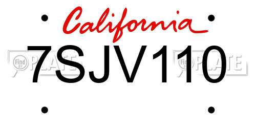 7SJV110 California License Plate