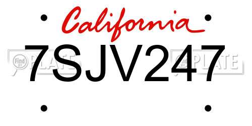 7SJV247 California License Plate
