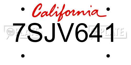 7SJV641 California License Plate