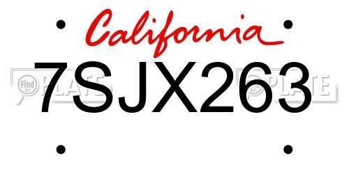 7SJX263 California License Plate