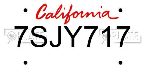7SJY717 California License Plate