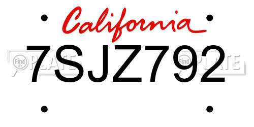 7SJZ792 California License Plate