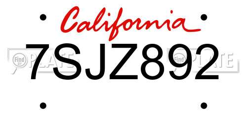 7SJZ892 California License Plate