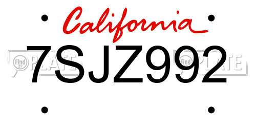 7SJZ992 California License Plate