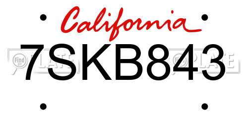 7SKB843 California License Plate