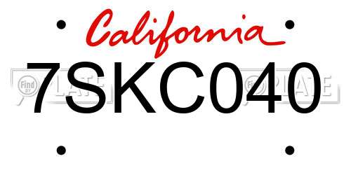 7SKC040 California License Plate