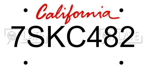 7SKC482 California License Plate