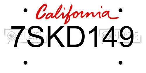 7SKD149 California License Plate
