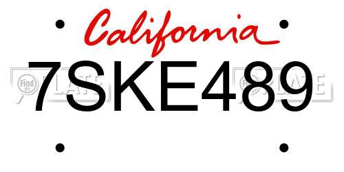 7SKE489 California License Plate