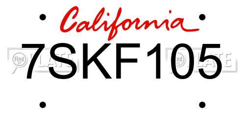 7SKF105 California License Plate