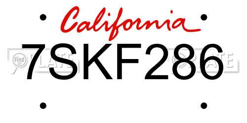 7SKF286 California License Plate