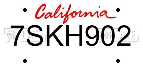 7SKH902 California License Plate