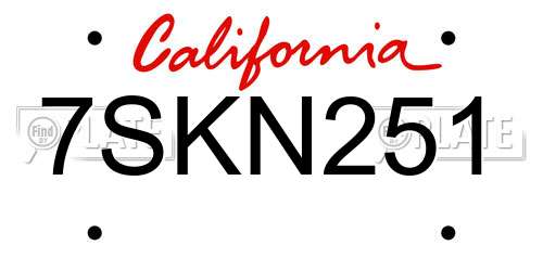 7SKN251 California License Plate