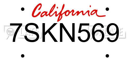 7SKN569 California License Plate