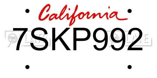 7SKP992 California License Plate